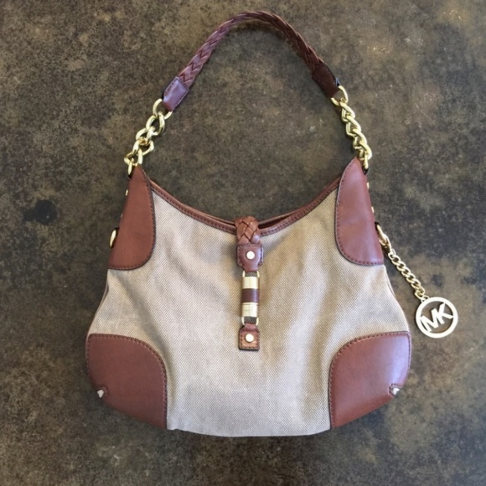 Limited Edition- MICHAEL KORS Leather Canvas Hobo